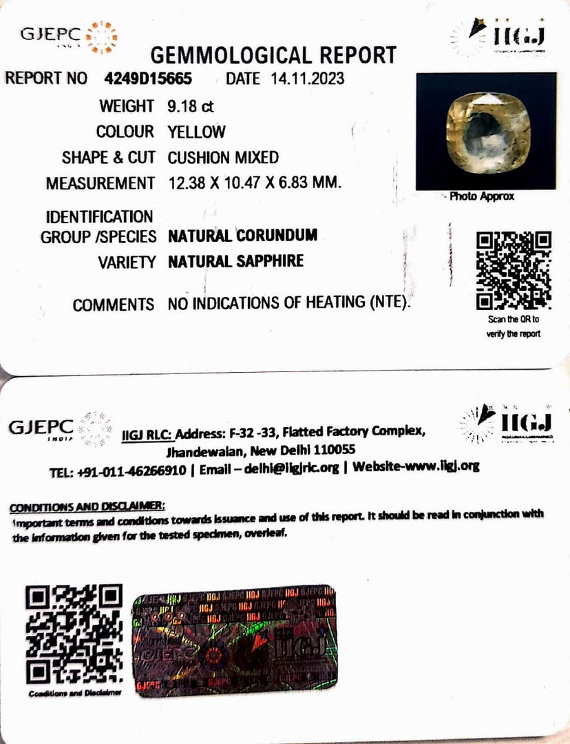 9.18/CT Natural Ceylonese Pukhraj with Govt Lab Certificate-78810