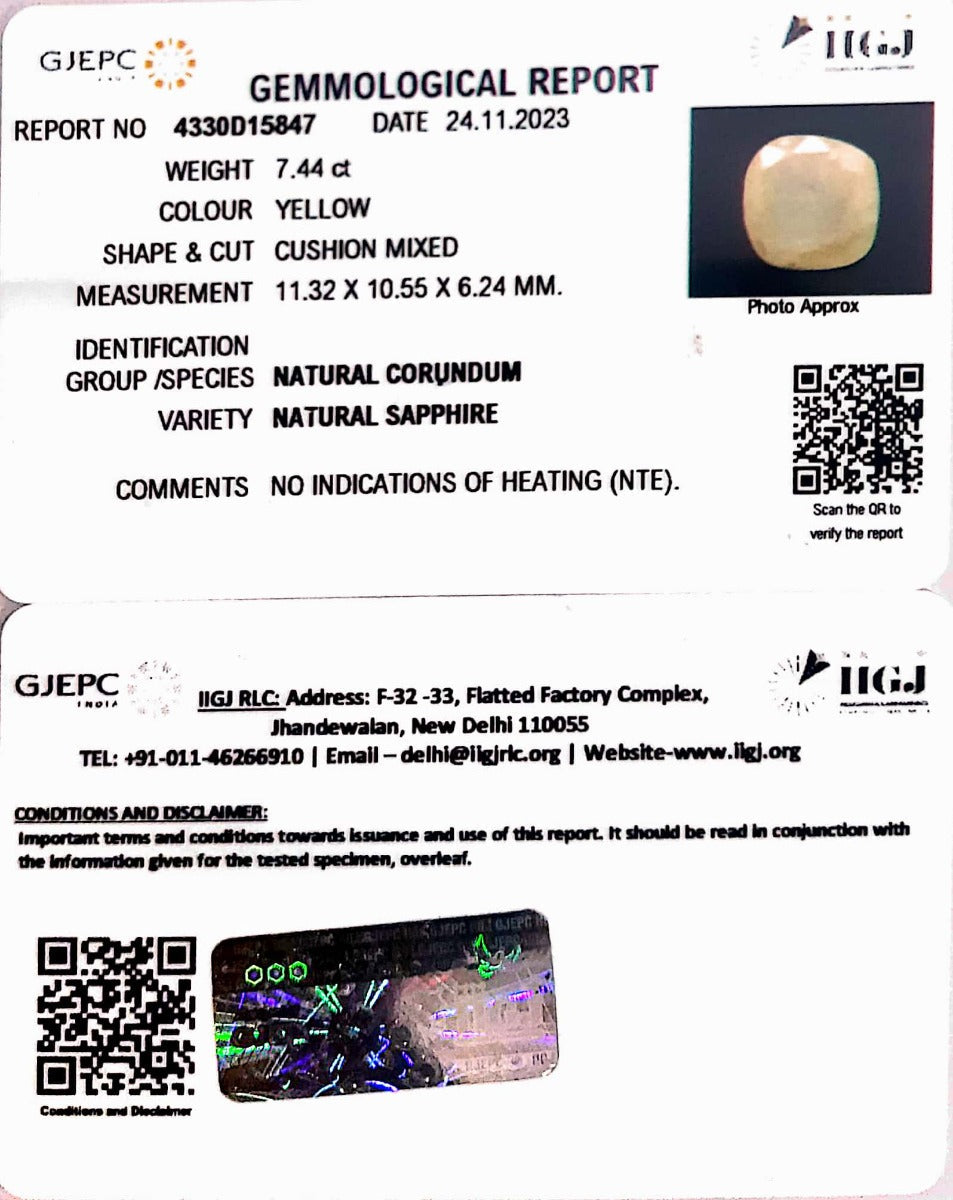 7.44/CT Natural Ceylonese Pukhraj with Govt Lab Certificate (4551)
