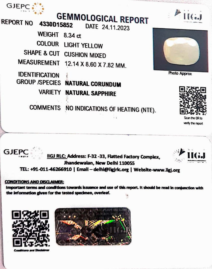 8.34/CT Natural Ceylonese Pukhraj with Govt Lab Certificate (4551)