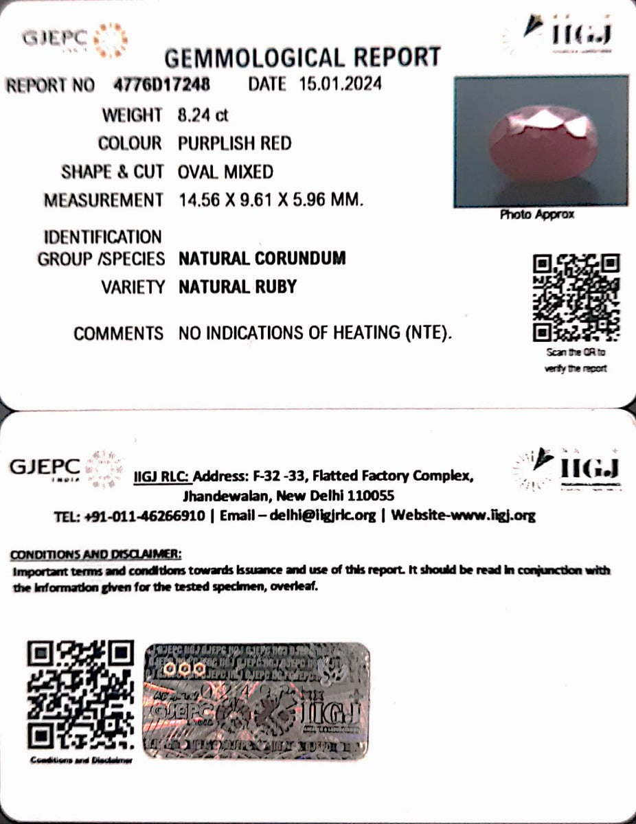 8.24/CT Natural New Burma Ruby with Govt. Lab Certificate-4776D17248