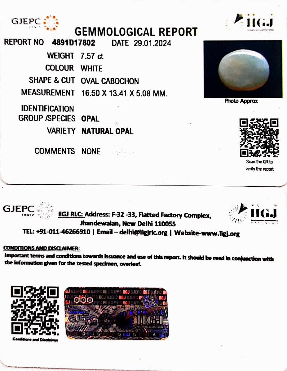 7.56/CT Natural Fire Opal with Govt. Lab Certificate-4891D17802