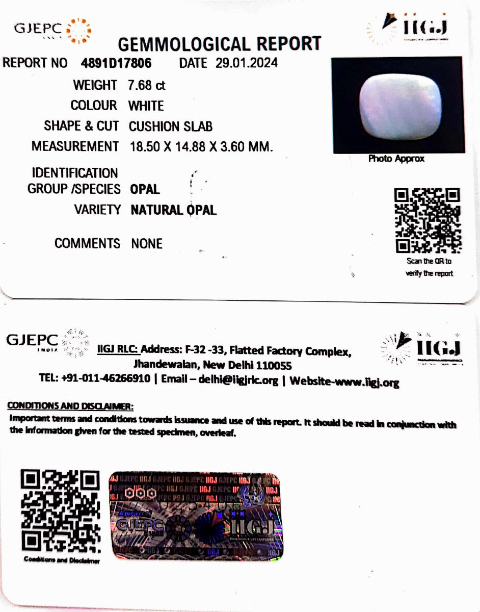 8.52 Ratti Natural Fire Opal with Govt. Lab Certificate (4891D17806)