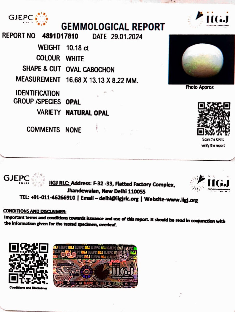10.18/CT Natural Fire Opal with Govt. Lab Certificate (6771)