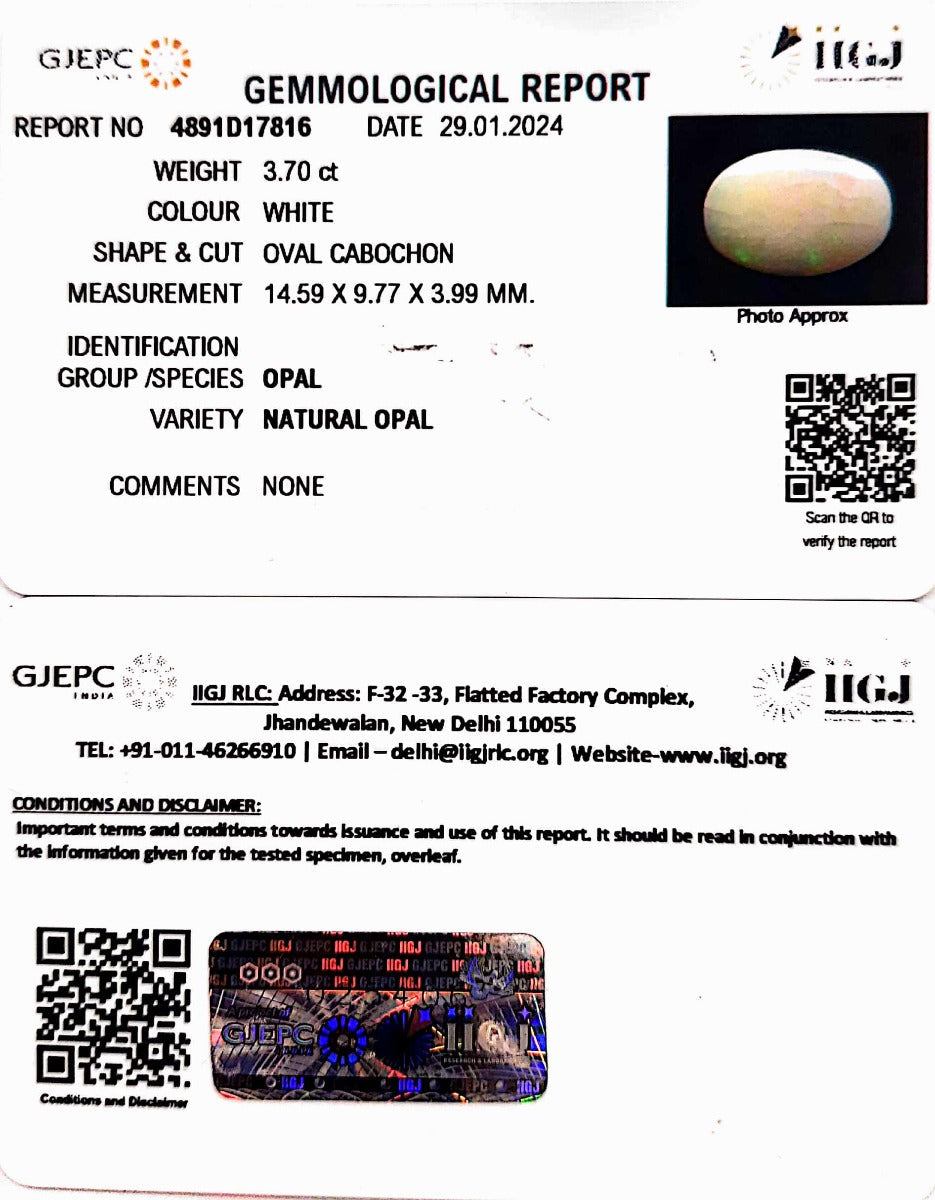 3.70/CT Natural Fire Opal with Govt. Lab Certificate-6771