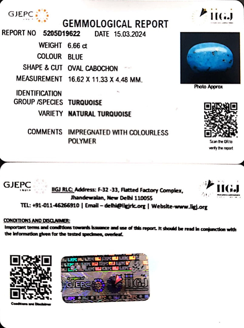 6.66/CT Natural Govt. Lab Certified Turquoise-1221