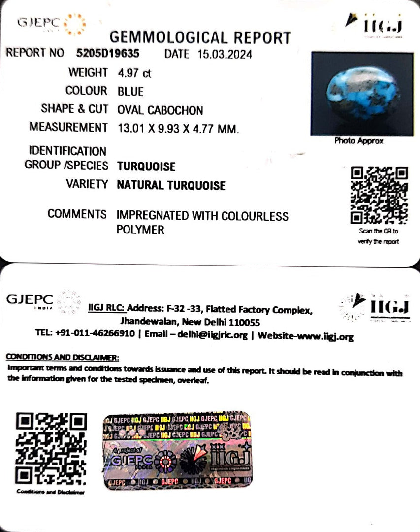 4.97/CT Natural Govt. Lab Certified Turquoise-1221