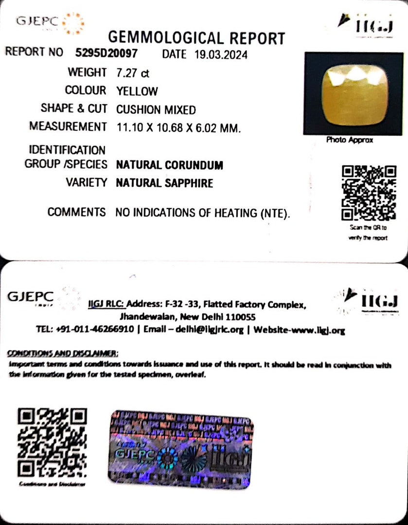 7.27/CT Natural Ceylonese Pukhraj with Govt Lab Certificate-4551
