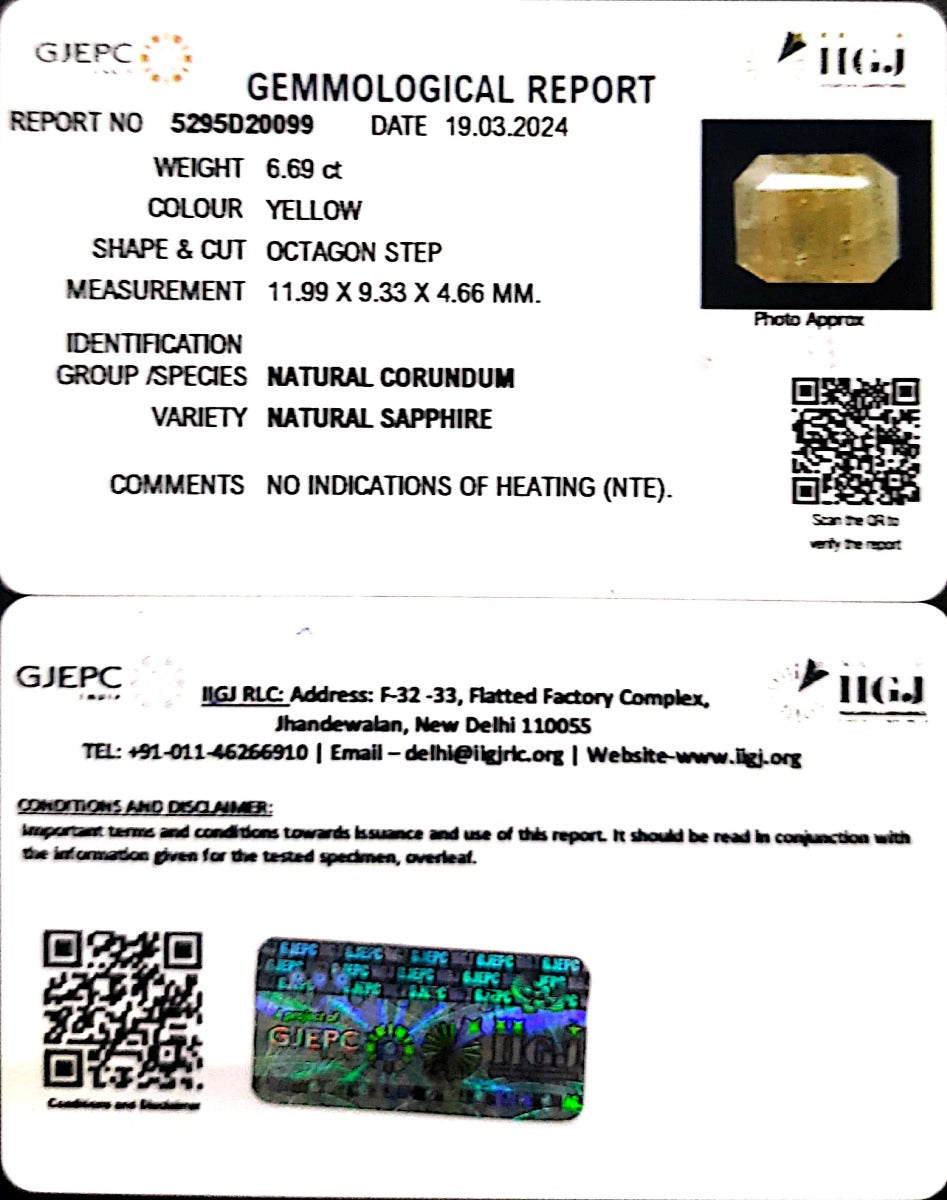 6.69/CT Natural Ceylonese Pukhraj with Govt Lab Certificate-5295D20099