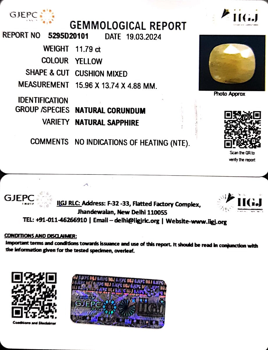 11.79/CT Natural Ceylonese Pukhraj with Govt Lab Certificate-6771