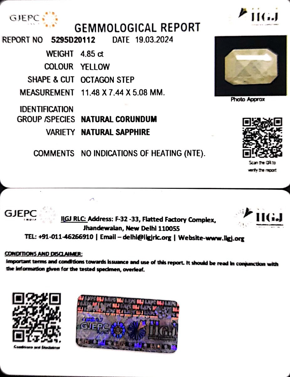 4.85/CT Natural Ceylonese Pukhraj with Govt Lab Certificate-6771