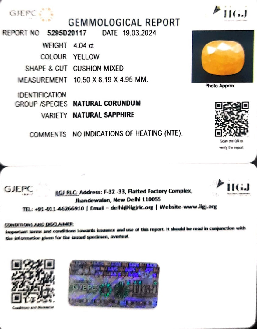 4.04/CT Natural Ceylonese Pukhraj with Govt Lab Certificate-6771
