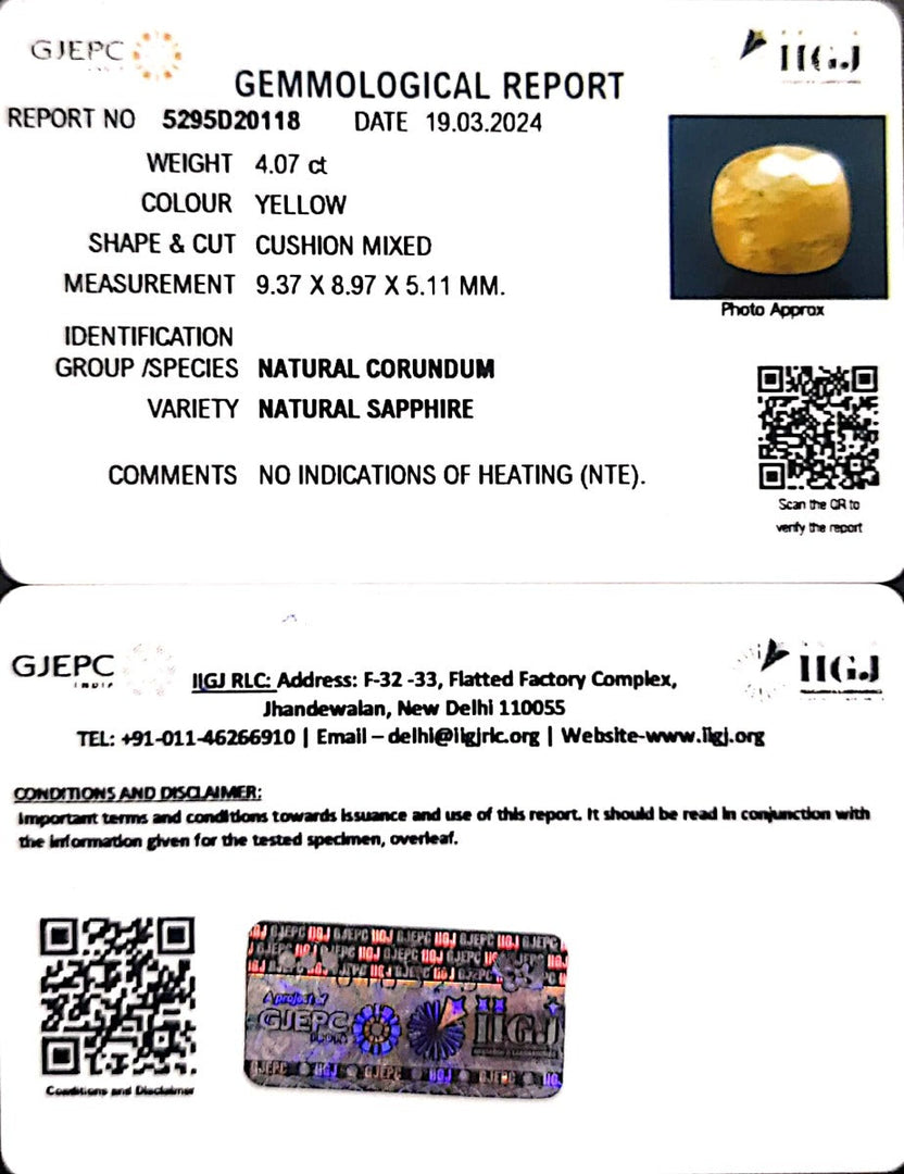 4.07/CT Natural Ceylonese Pukhraj with Govt Lab Certificate-6771