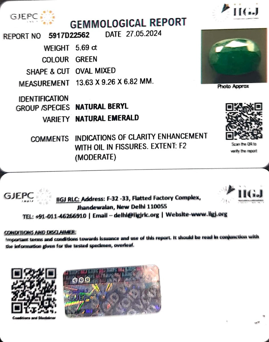 5.69/CT Natural Panna Stone with Govt. Lab Certificate-5917D22562