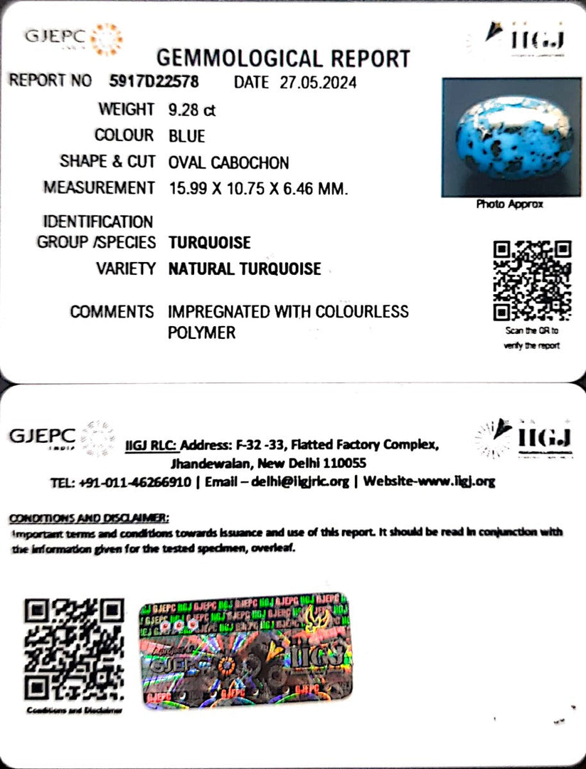 9.28/CT Natural Govt. Lab Certified Turquoise-1221