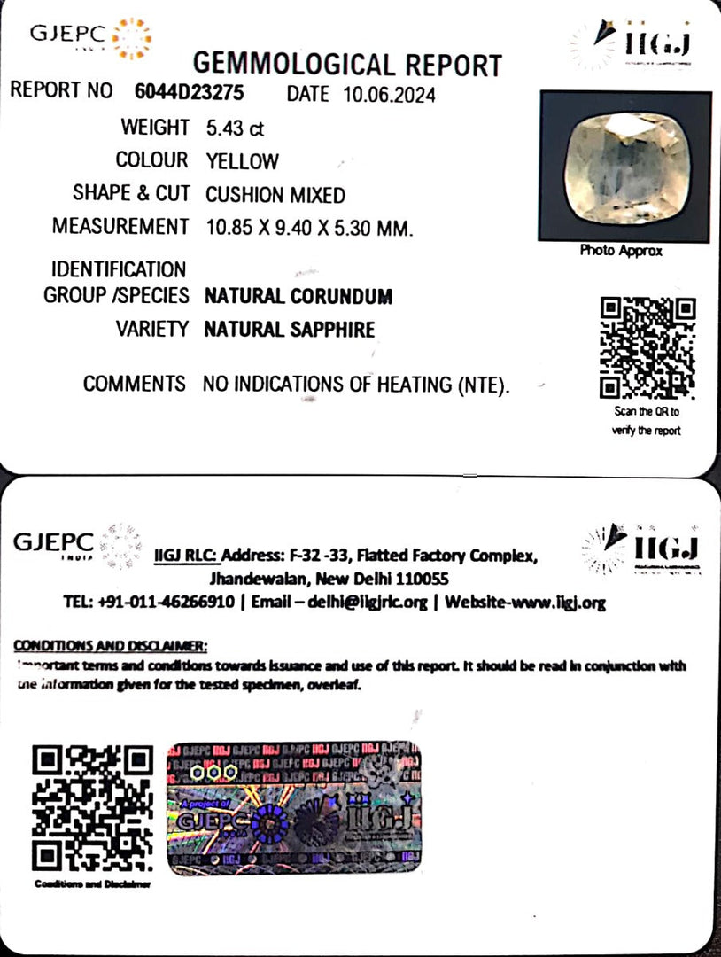 5.43/CT Natural Ceylonese Pukhraj with Govt Lab Certificate-23310