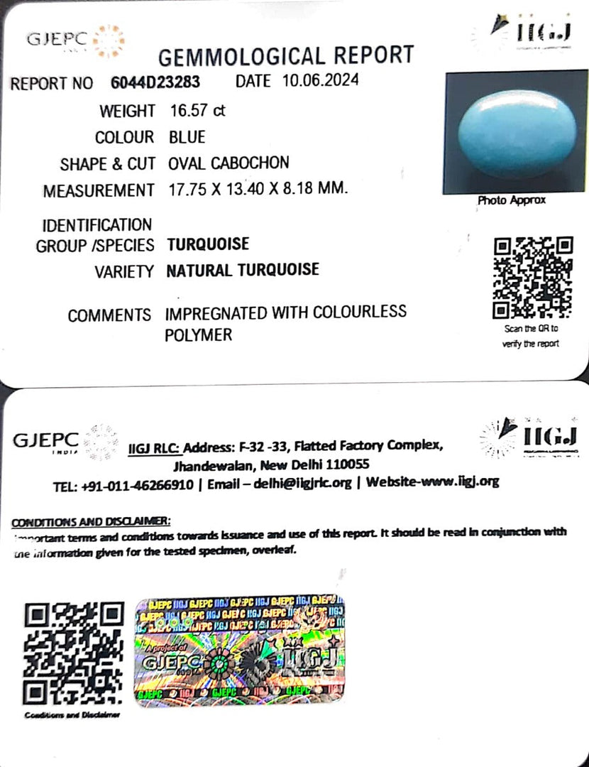 16.57/CT Natural Govt. Lab Certified Turquoise-832