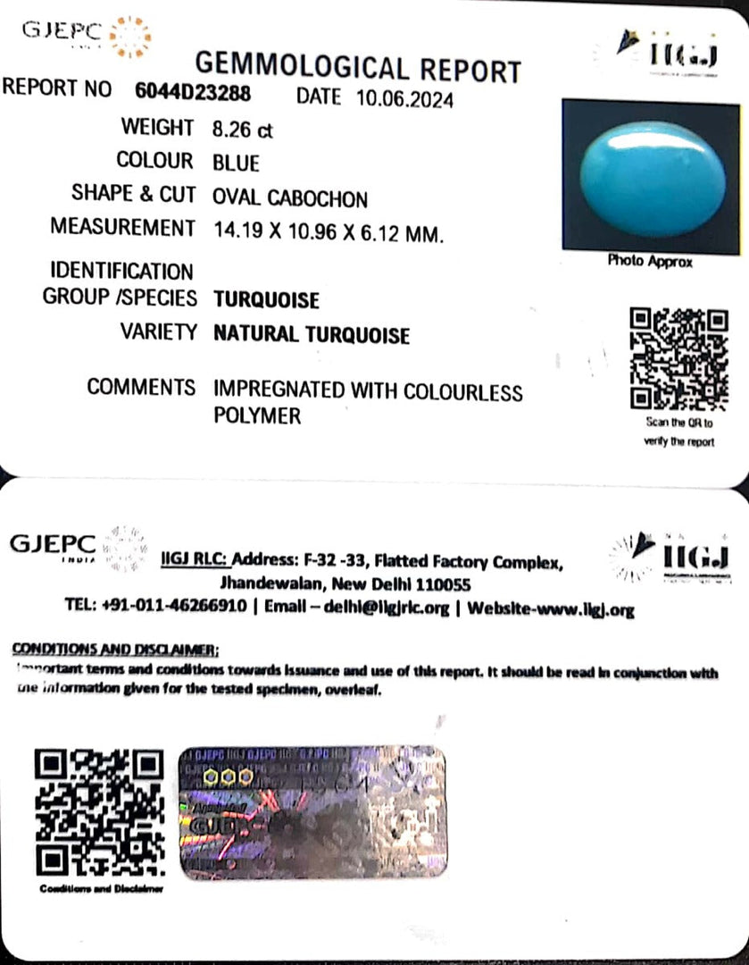 8.26/CT Natural Govt. Lab Certified Turquoise-832