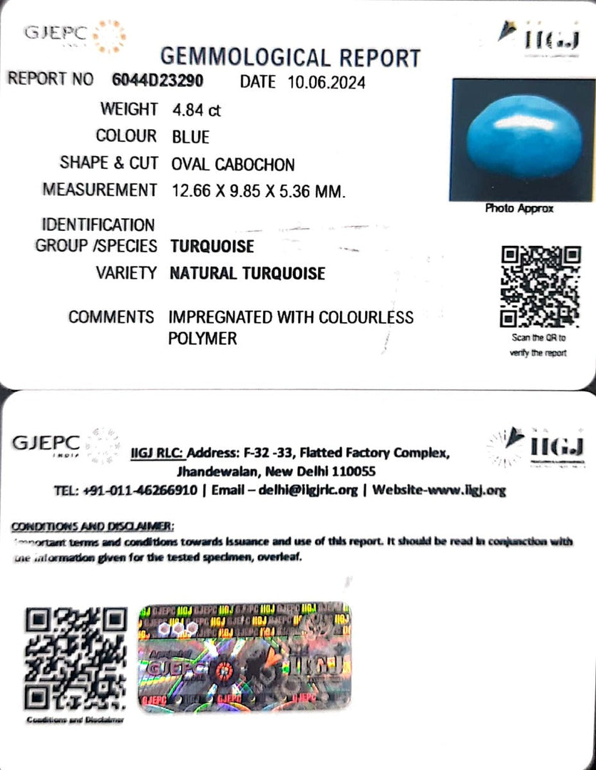 4.84/CT Natural Govt. Lab Certified Turquoise-832