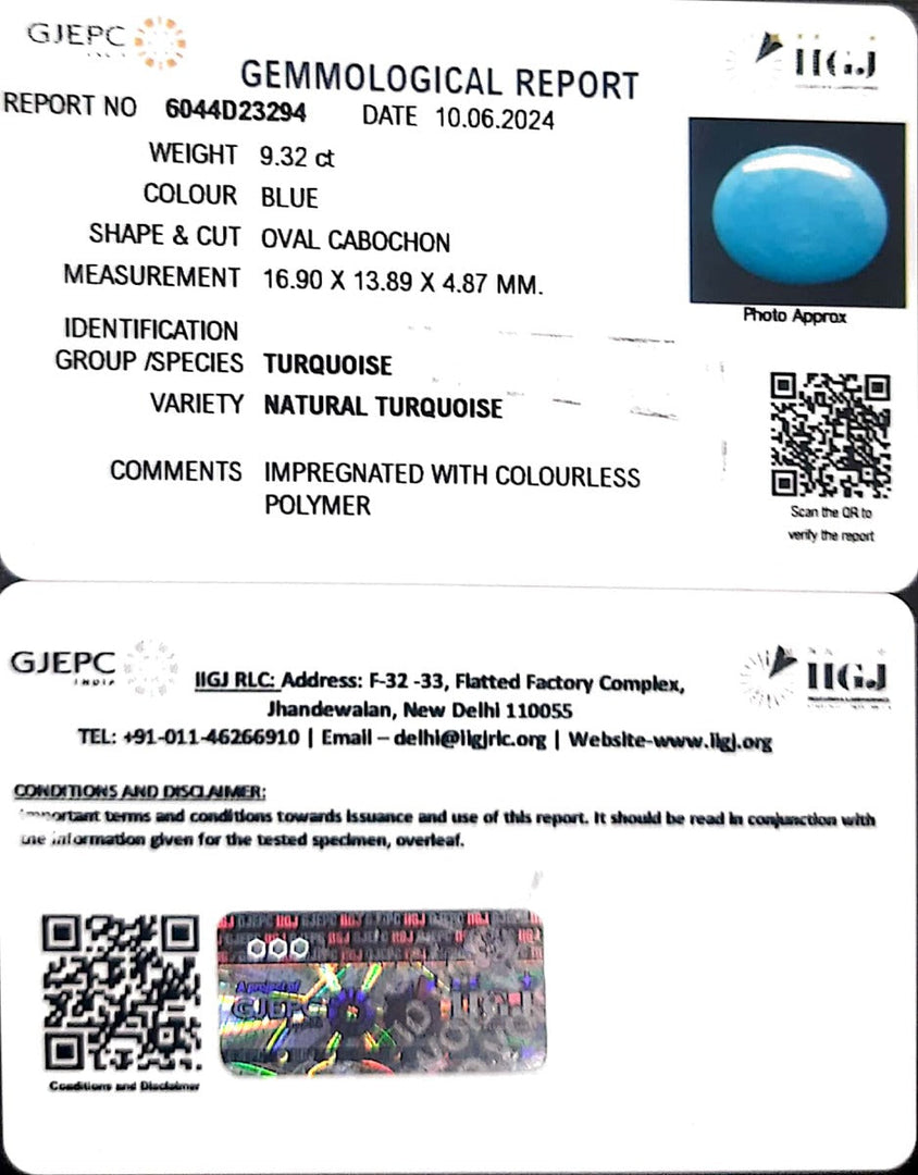 9.32/CT Natural Govt. Lab Certified Turquoise-832