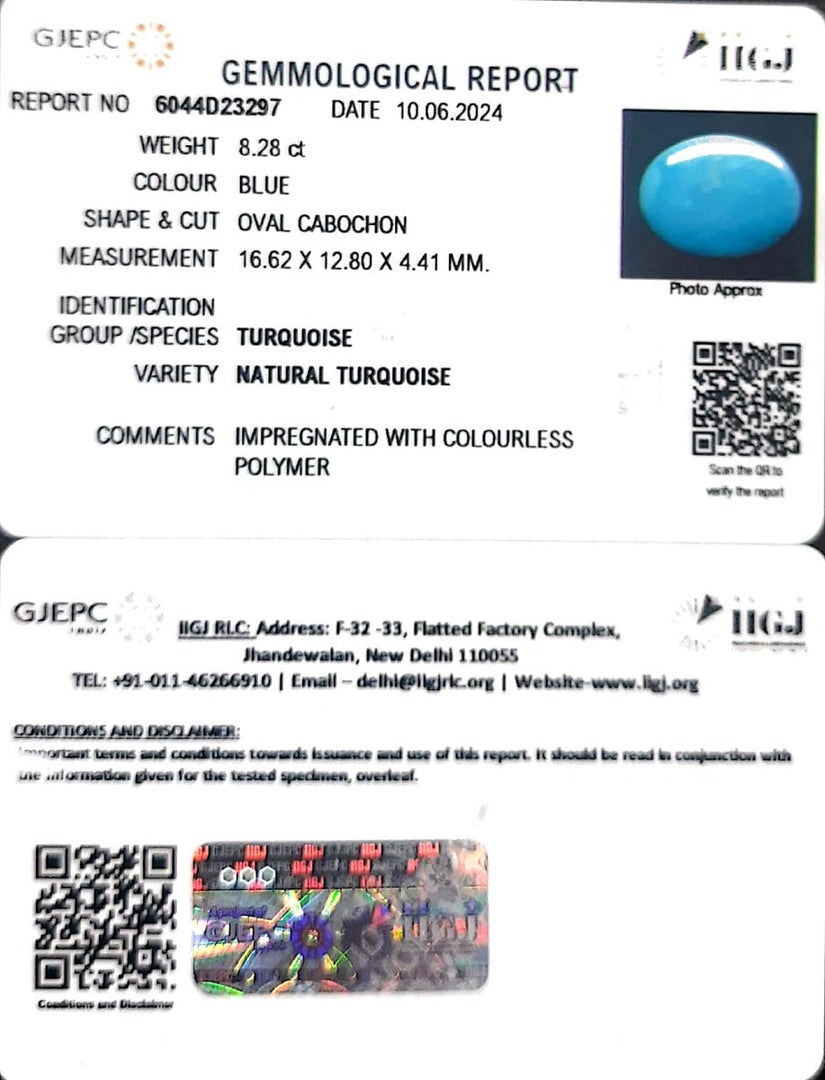 8.29/CT Natural Govt. Lab Certified Turquoise-832