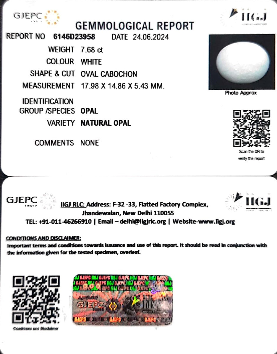 7.68/CT Natural Fire Opal with Govt. Lab Certificate-6146D23958