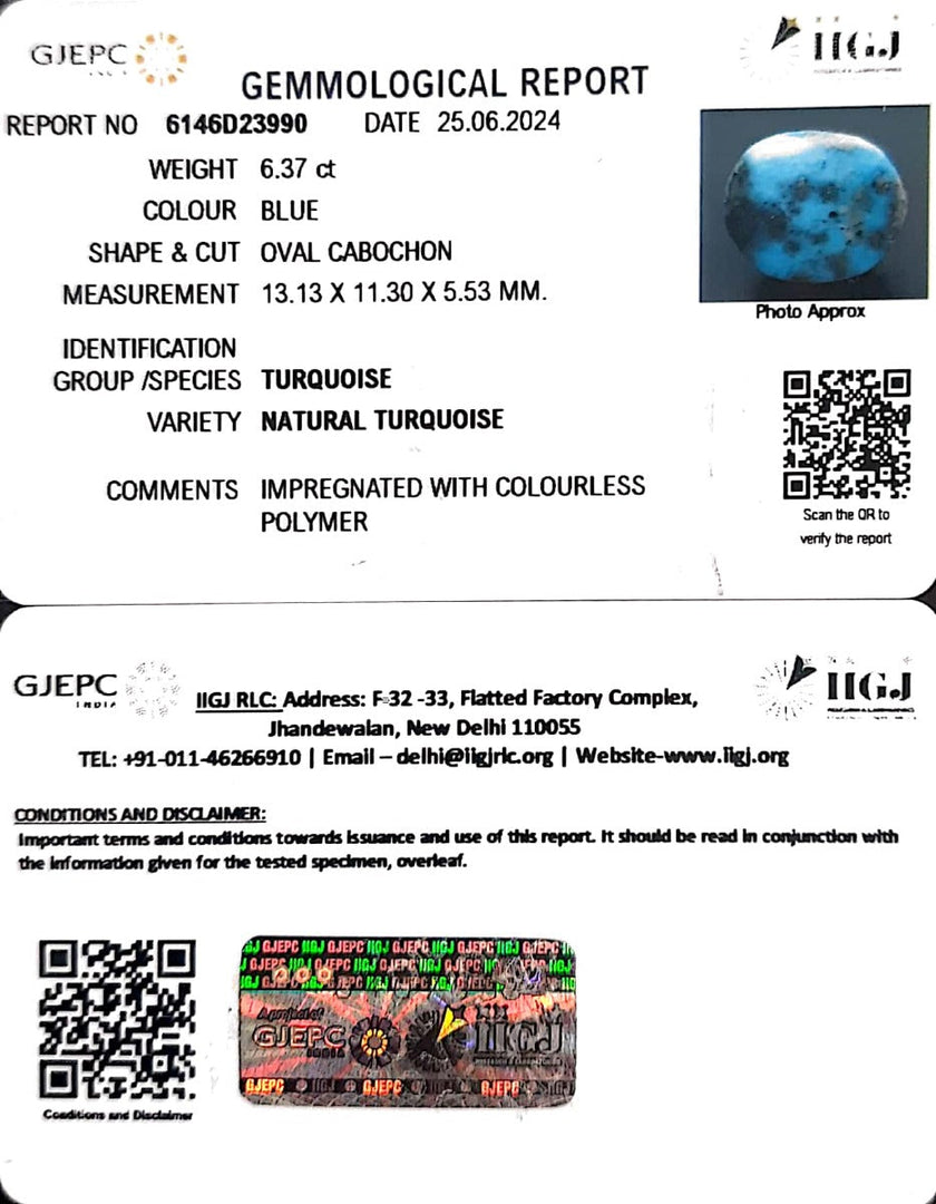 6.37/CT Natural Govt. Lab Certified Turquoise-1221