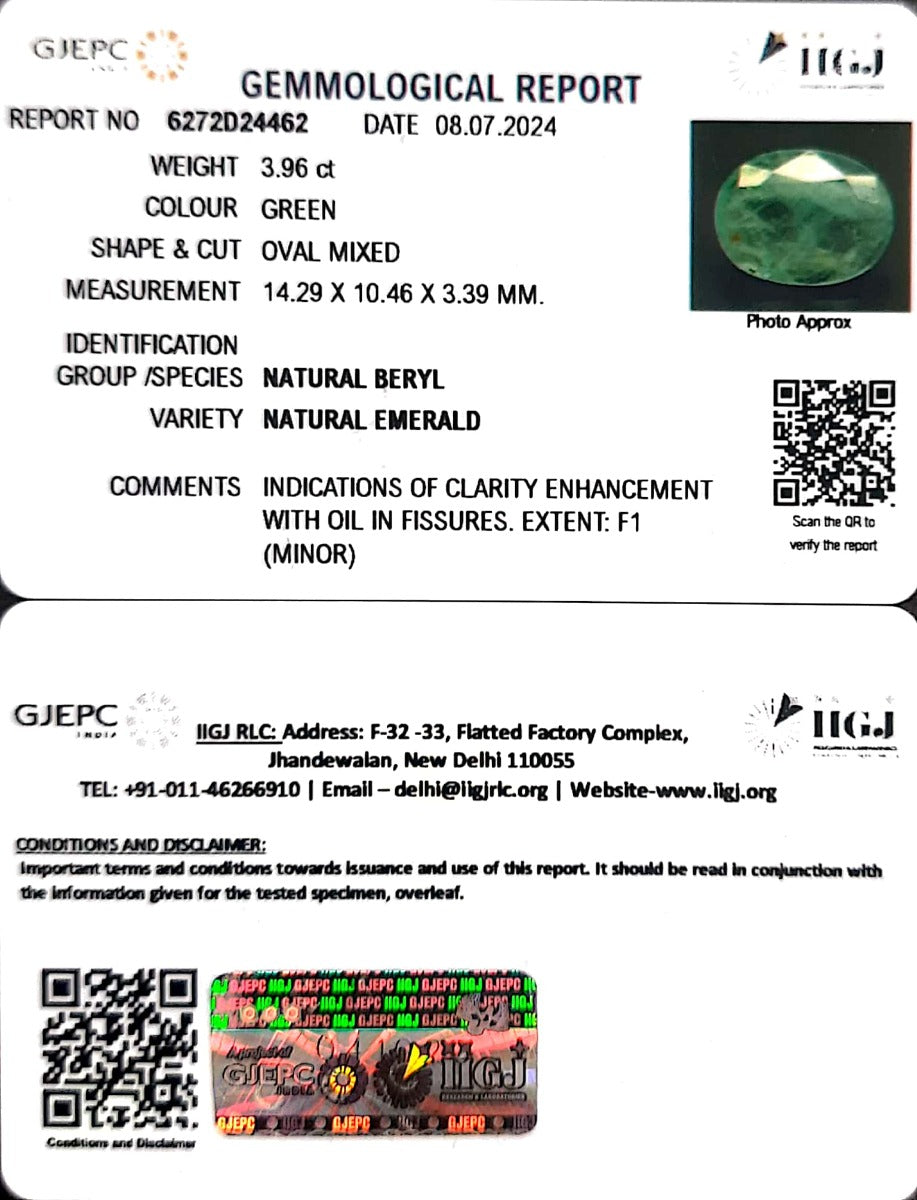 4.40/Ratti Natural Panna Stone with Govt. Lab Certificate