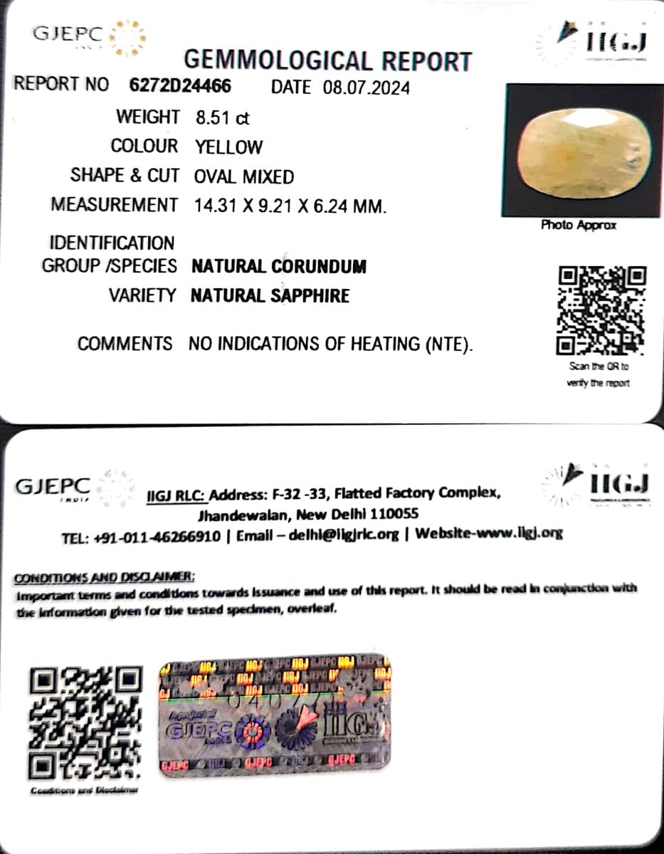 8.51/CT Natural Ceylonese Pukhraj with Govt Lab Certificate-6272D24466