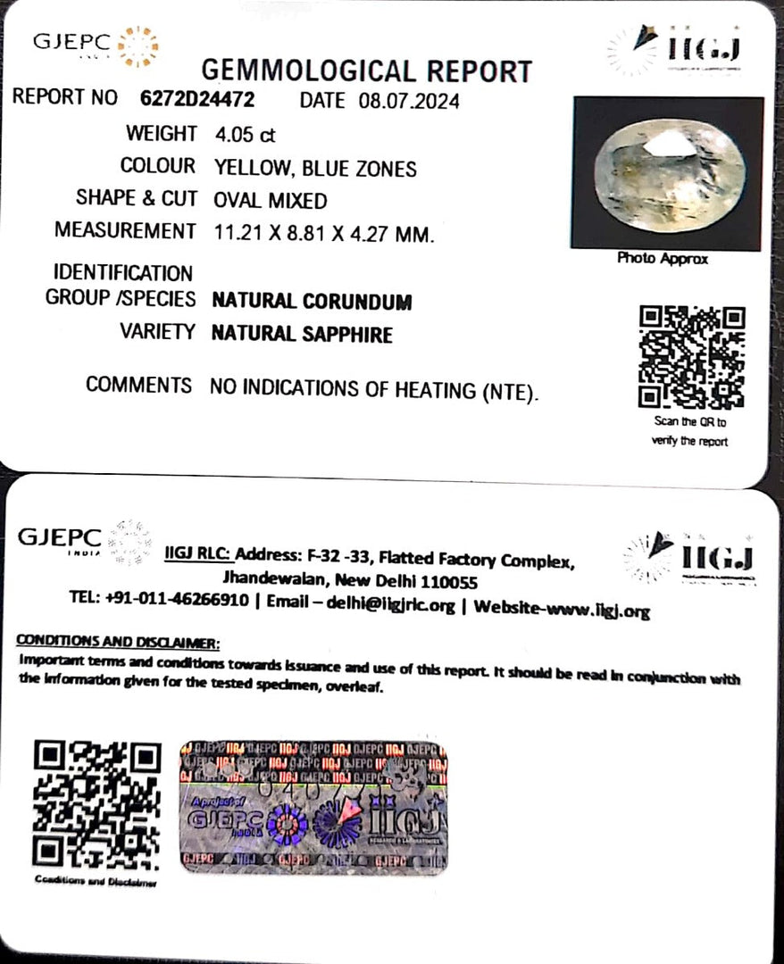 4.05/CT Natural Pitambari Stone with Govt Lab Certificate-8991