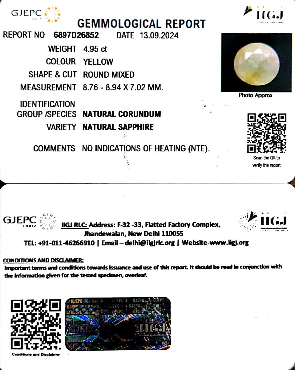 4.95/CT Natural Ceylonese Pukhraj with Govt Lab Certificate-6897D26852