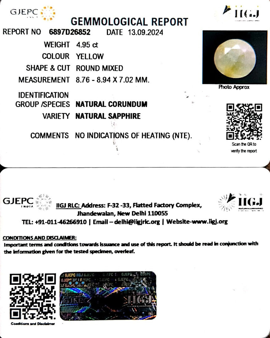 4.95/CT Natural Ceylonese Pukhraj with Govt Lab Certificate-4551