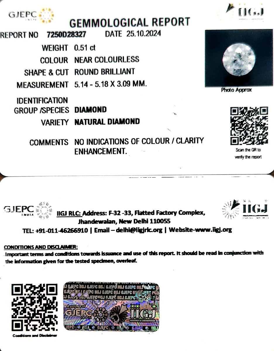 0.51/Cents Natural Diamond with Govt. Lab Certificate-7250D28327