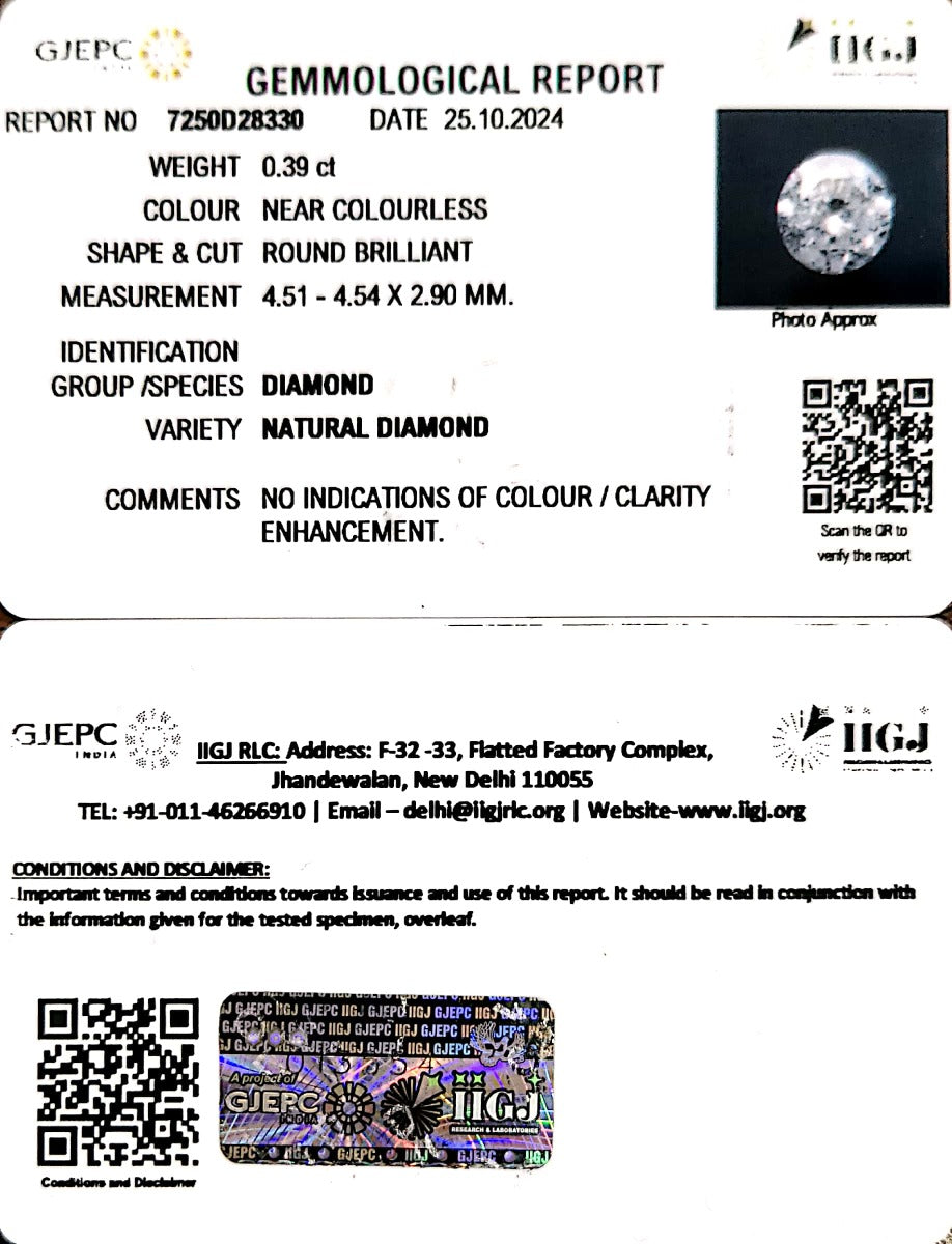 0.39/CT Natural Diamond Gemstone