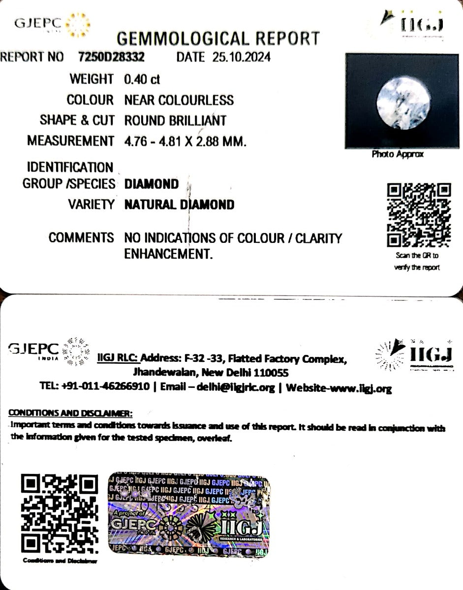 0.40/Cents Natural Diamond with Govt. Lab Certificate-140000