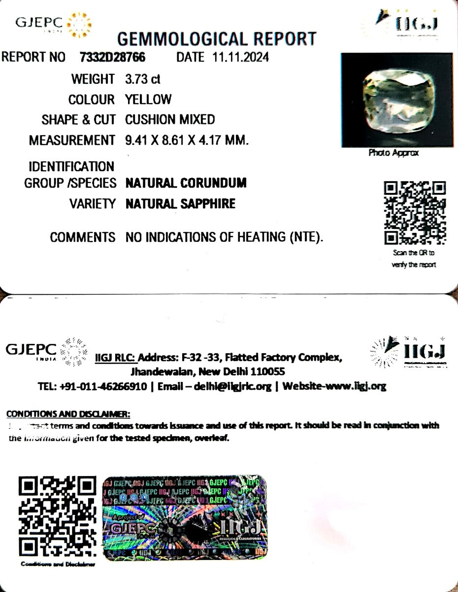 3.73/CT Natural Ceylonese Pukhraj with Govt Lab Certificate-34410