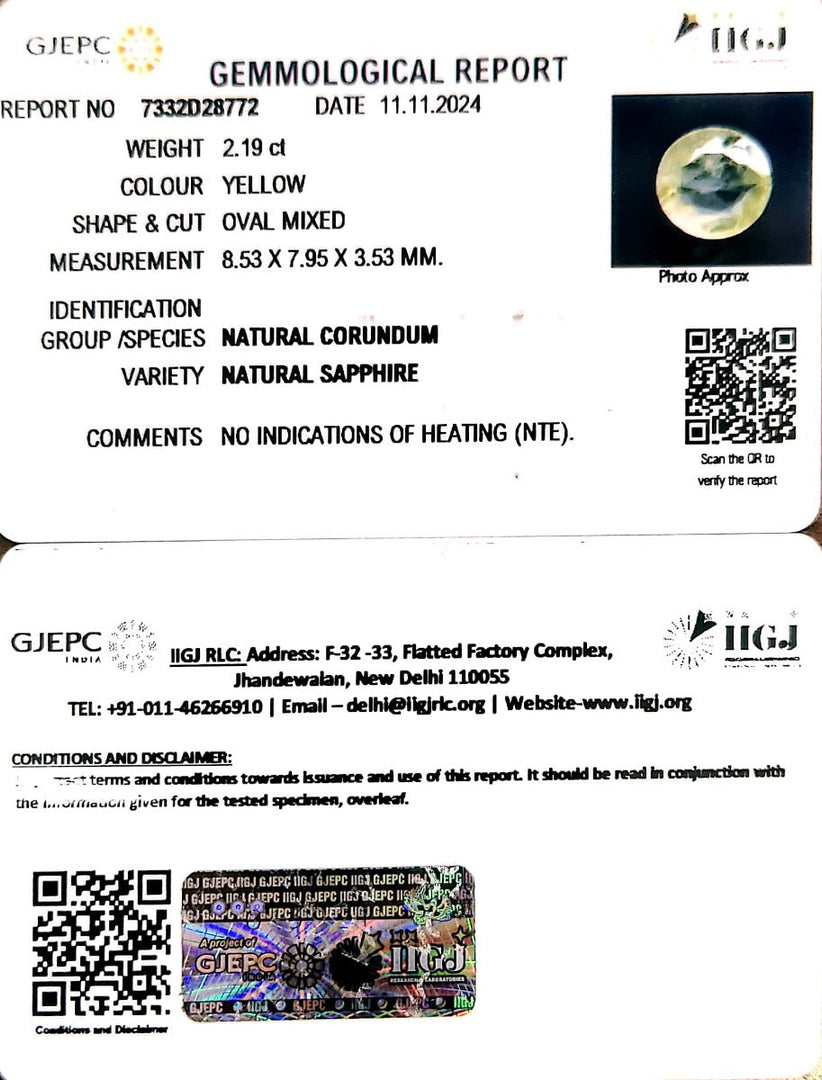 2.19/CT Natural Ceylonese Pukhraj with Govt Lab Certificate-8991