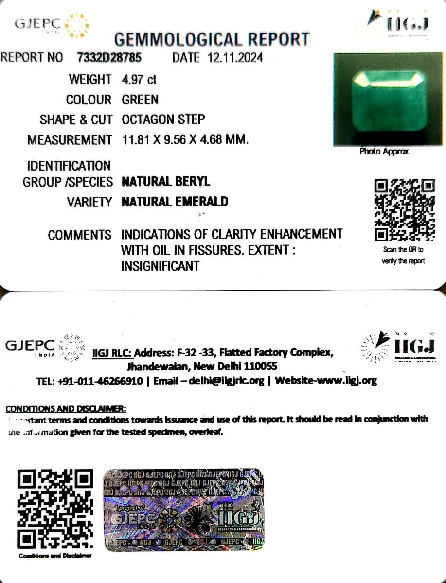 4.97/CT Natural Panna Stone with Govt. Lab Certificate-7332D28785