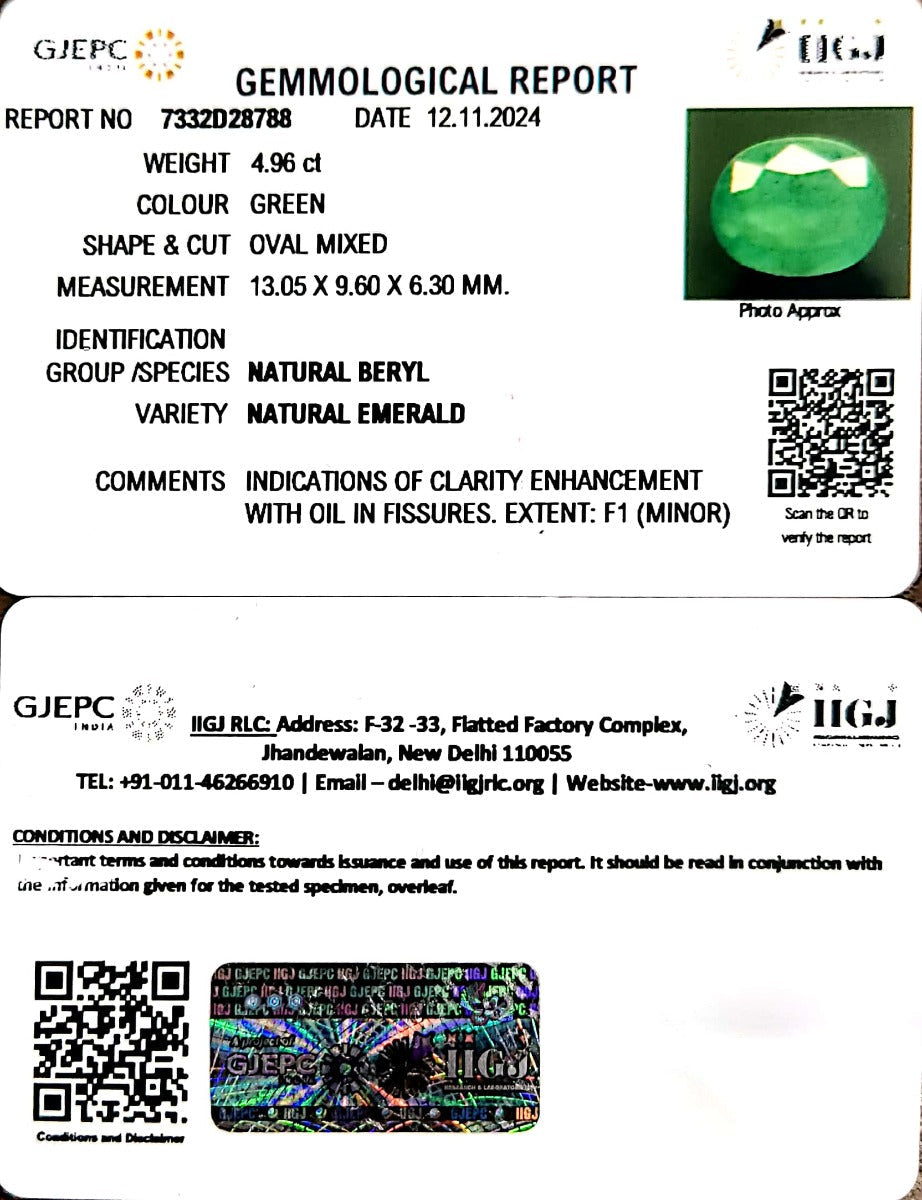 4.96/CT Natural Panna Stone with Govt. Lab Certificate-7332D28788