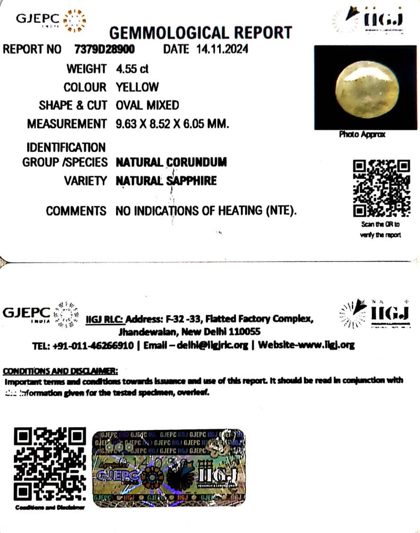 4.55/CT Natural Ceylonese Pukhraj with Govt Lab Certificate-6771