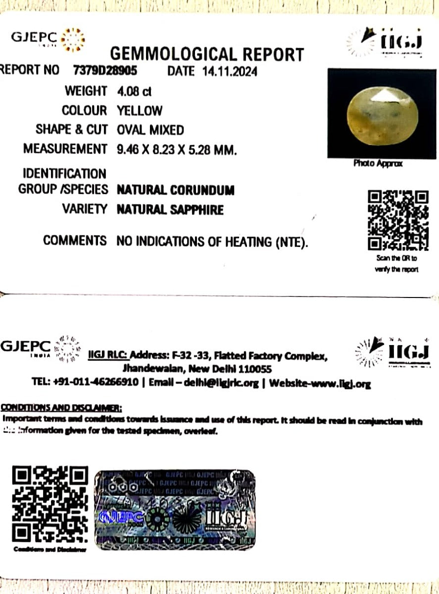 4.08/CT Natural Ceylonese Pukhraj with Govt Lab Certificate-4551