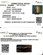 Load image into Gallery viewer, 9.24/CT Natural Apatite Cat's Eye with Govt. Lab certificate-1221