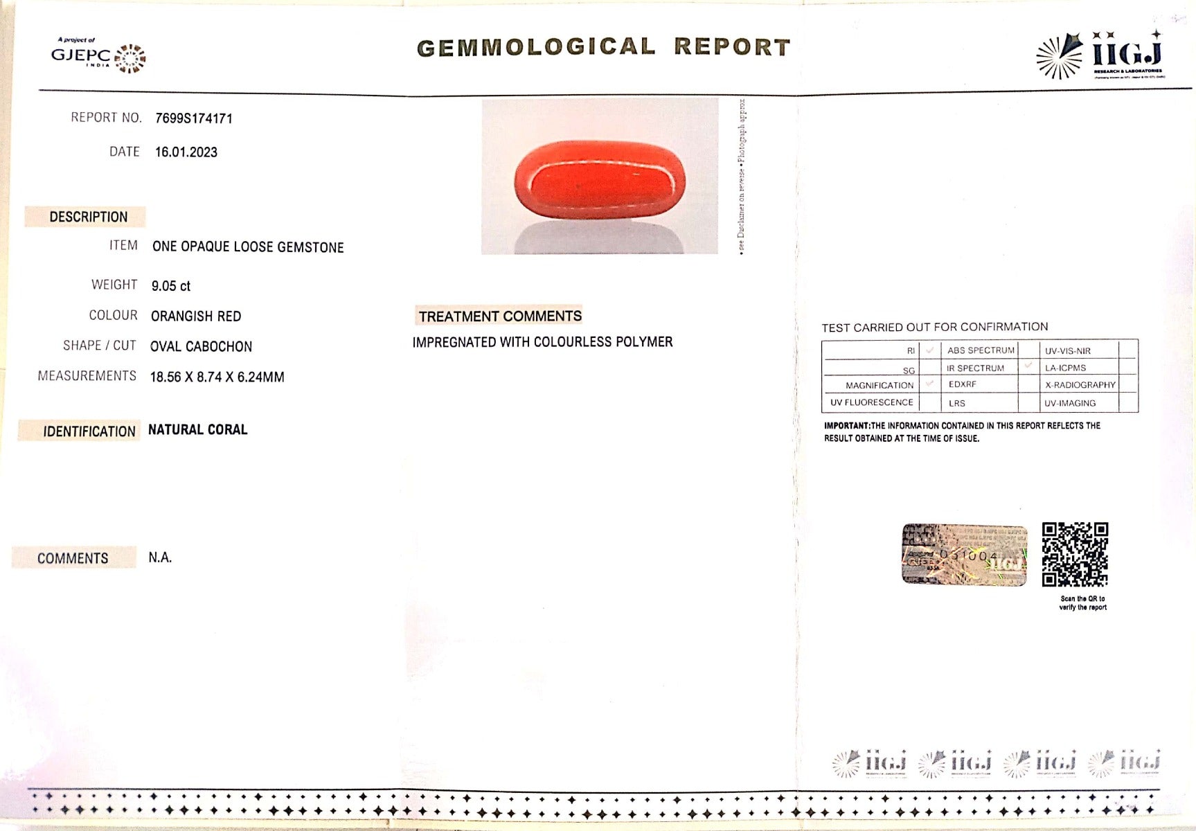 9.05/Carat Natural Red Coral (2100)