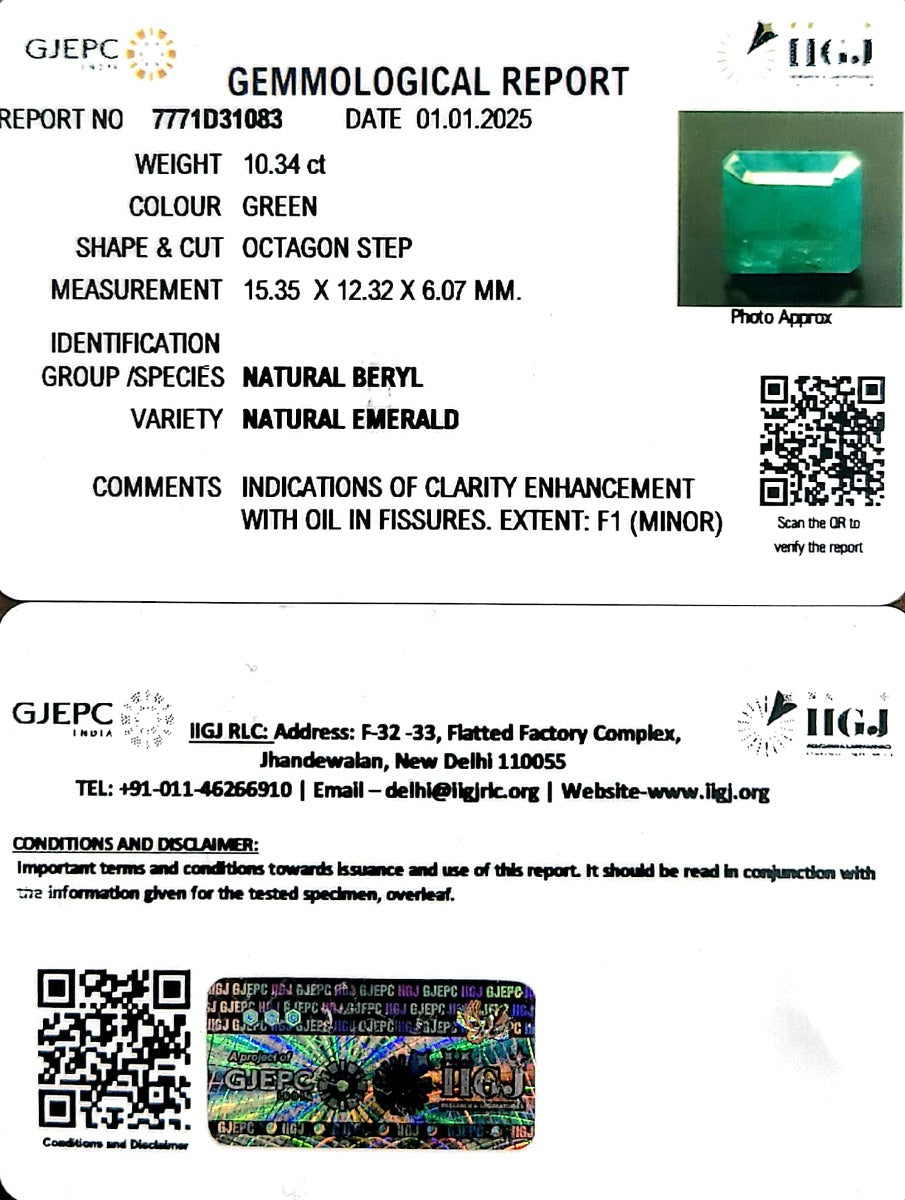 10.34/CT Natural Emerald Stone with Govt. Lab Certificate-7771D31083