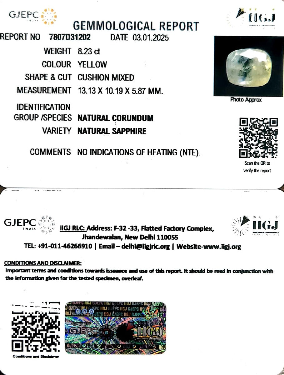 9.14/Ratti Natural Ceylonese Pukhraj with Govt Lab Certificate
