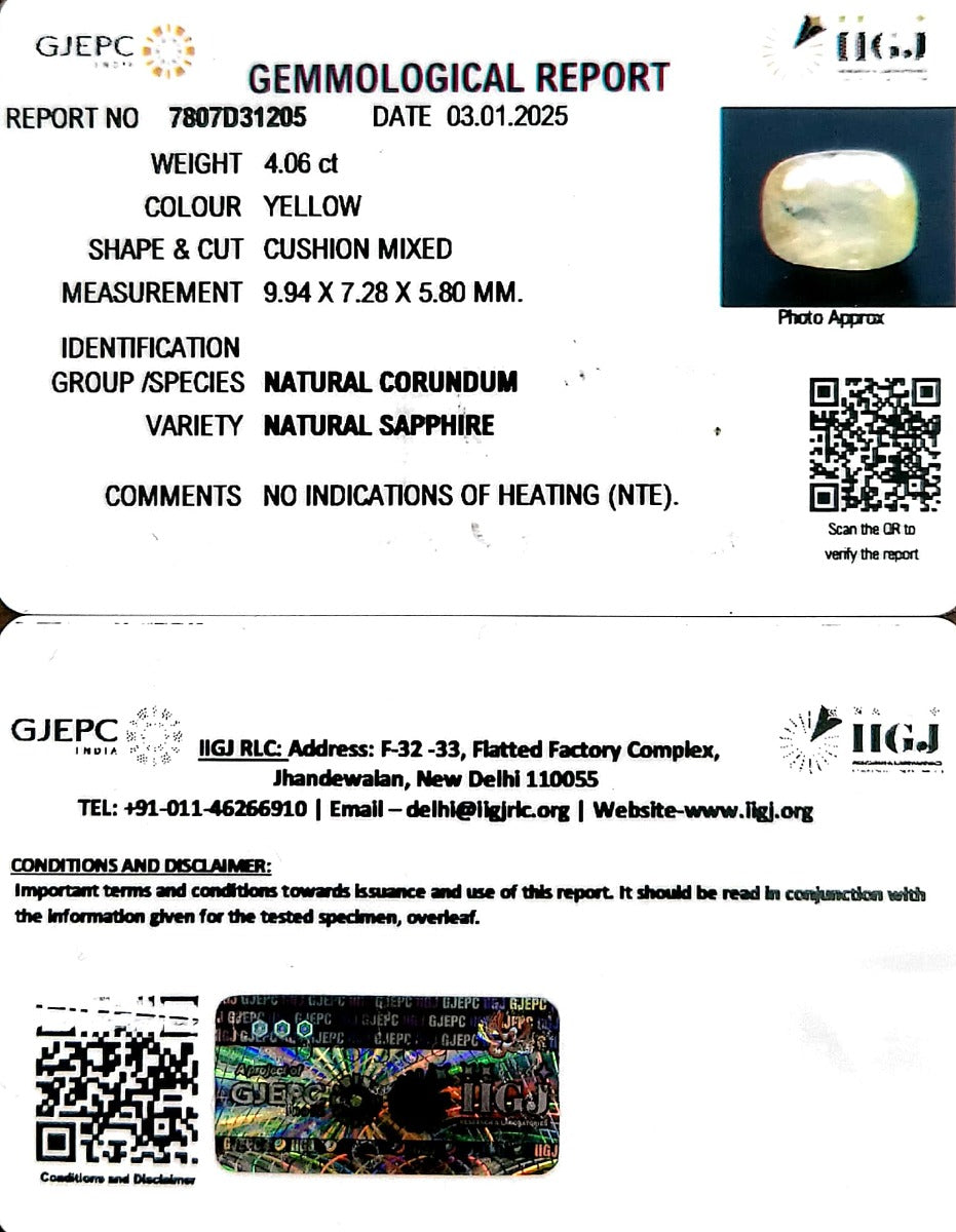 4.06/CT Natural Ceylonese Pukhraj with Govt Lab Certificate-7807D31205