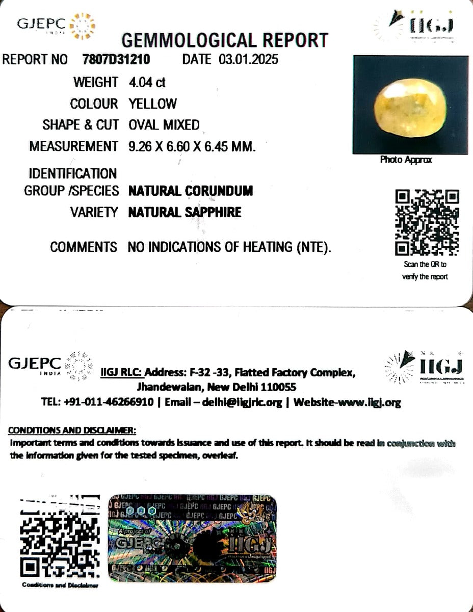 4.04/CT Natural Ceylonese Pukhraj with Govt Lab Certificate-7807D31210