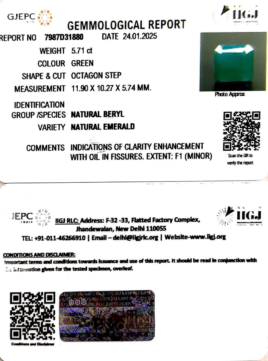 5.71/CT High QualityPanna Stone with Govt. Lab Certificate-4551