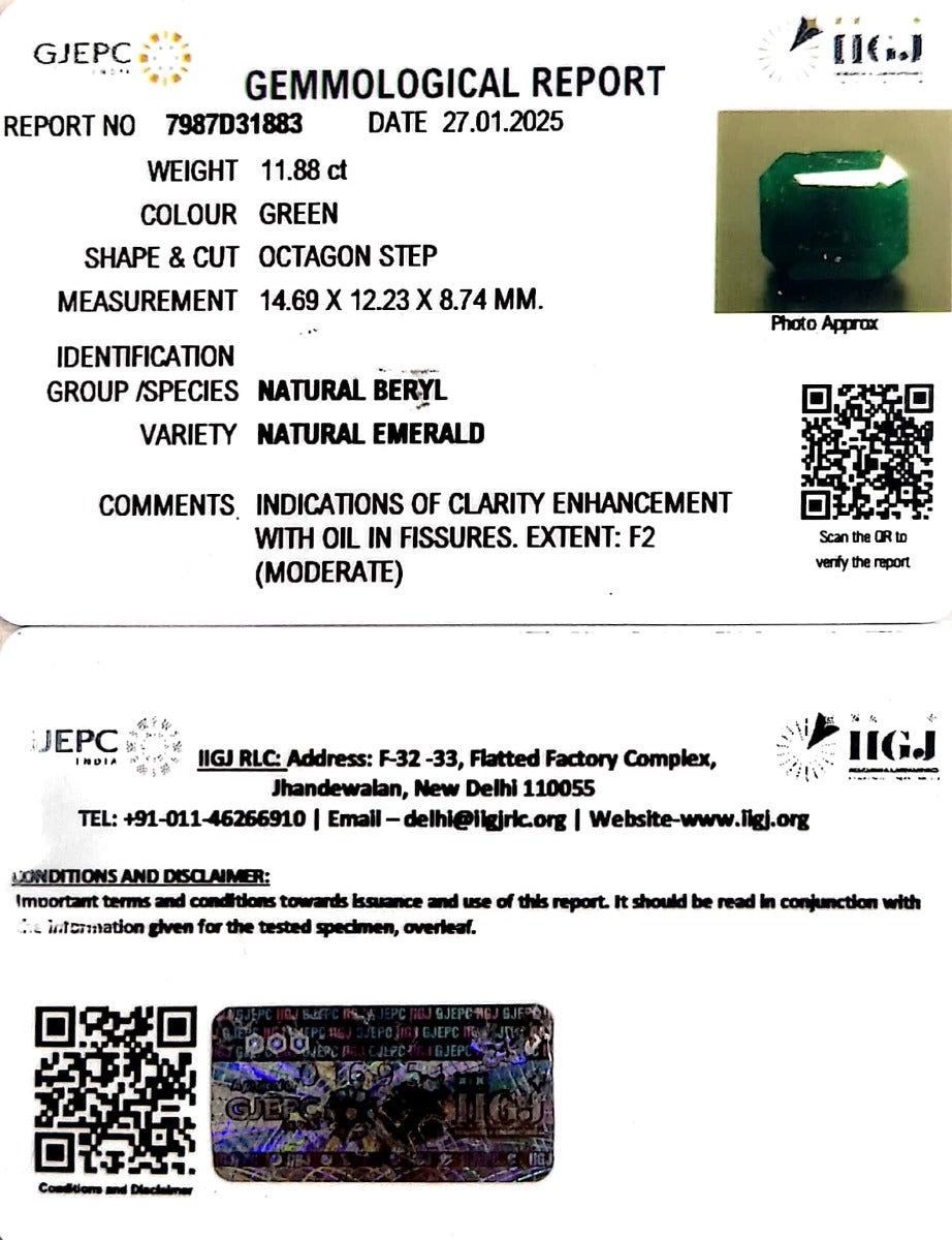 11.88/CT Natural Panna Stone with Govt. Lab Certificate-4551