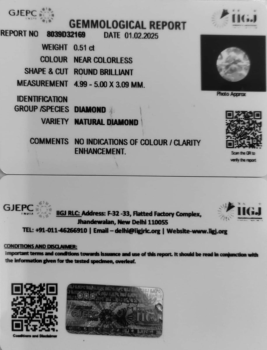 0.51/Cents Natural Diamond with Govt. Lab Certificate-8039D32169