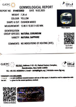 Load image into Gallery viewer, 7.26/CT Natural Yellow Sapphire With Govt Lab Certificate